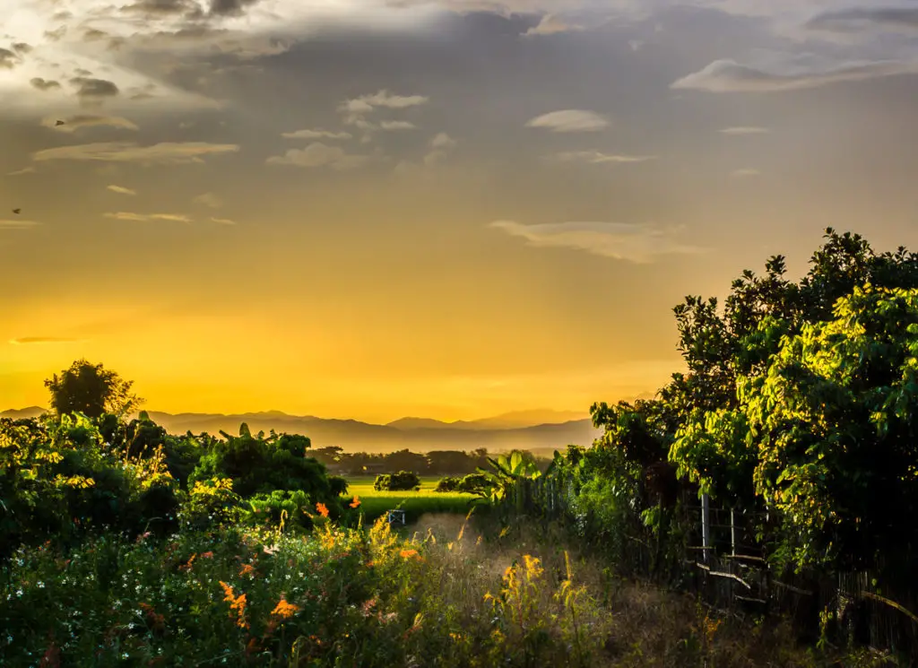 sunset over chiang mai province