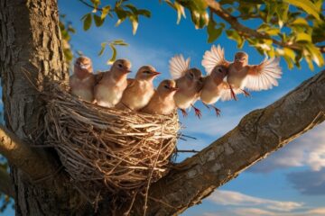 a-heartwarming-photo-capturing-the-moment-of-baby birds leaving the nest