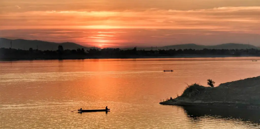 sunset on the mekong river