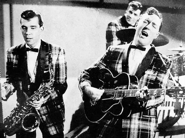Bill Haley and the Comets playing on stage