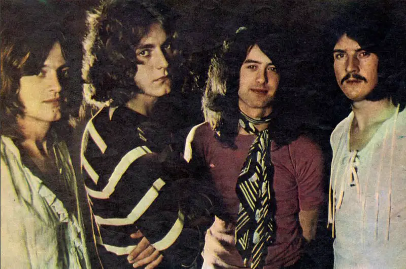 rock band led zeppelin pose for photo