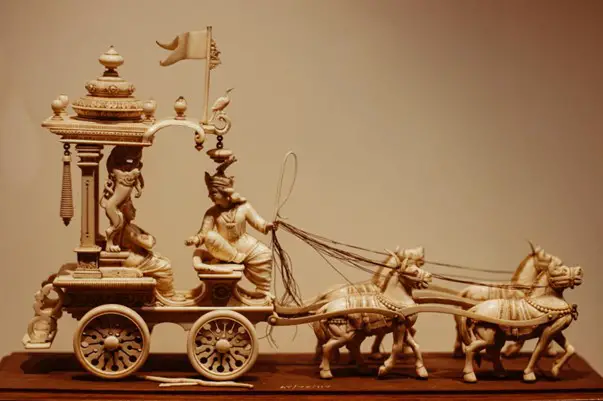 model of a 4 horse chariot depicting Plato's beliefs