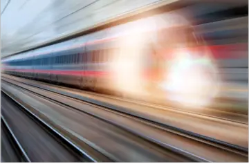 The Eurostar train at full speed in the Chunnel