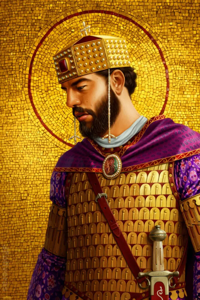 beautiful painting of Basil II, the Byzantine Emperor. By J, Foliveras (https://www.deviantart.com/jfoliveras/art/Basil-II-727003918)