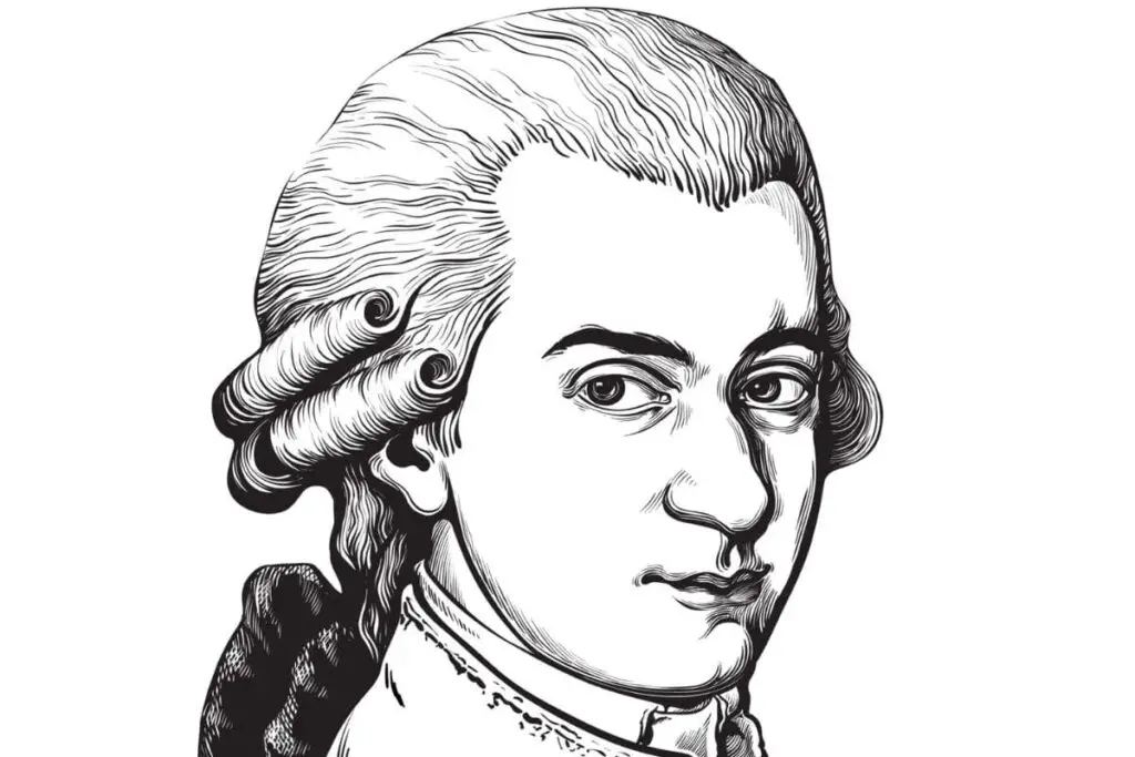 portrait sketch of Mozart