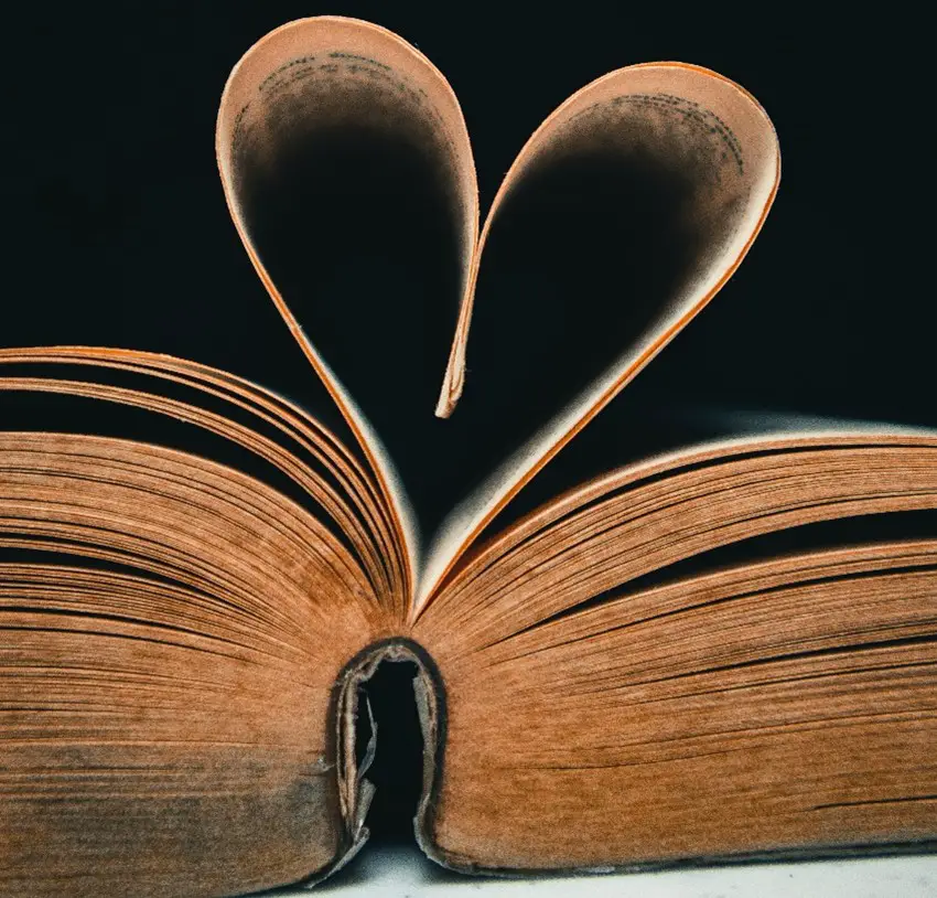 picture of an open book with pages arranged as a heart - Pexels, Nothing Ahead, https://www.pexels.com/photo/pages-folded-into-heart-4440714/