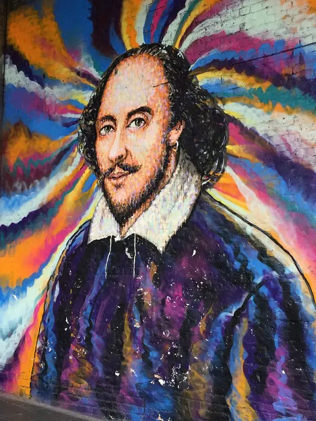 Colourful painting of William Shakespeare