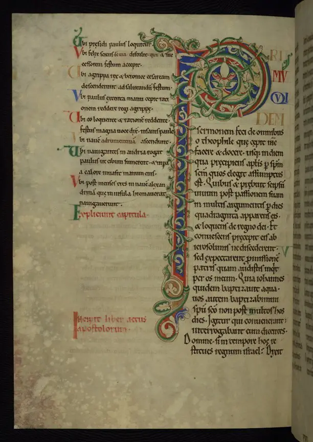 A hand-written Bible from the 12th century. - "Illuminated Manuscript, The Rochester Bible, Walters Art Museum Ms. W.18, fol.107v" by Walters Art Museum Illuminated Manuscripts 


