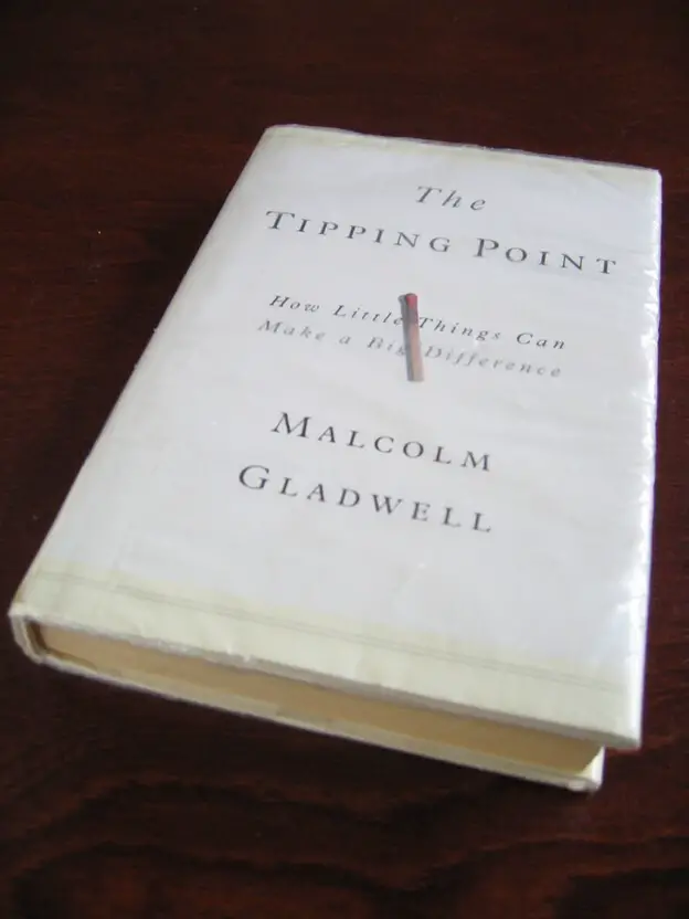 Book cover of the Tipping Point. Black type on white background - The Tipping Point by Malcolm Gladwell" by bennylin0724