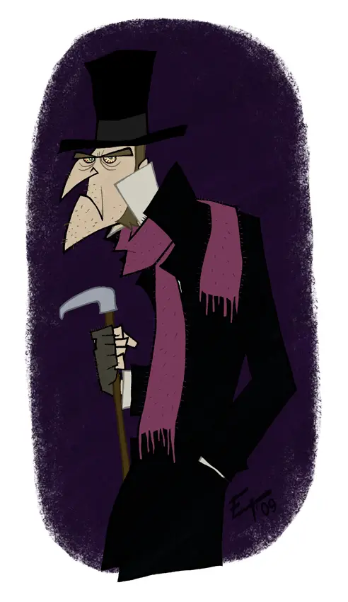 caricature of Ebenezer Scrooge