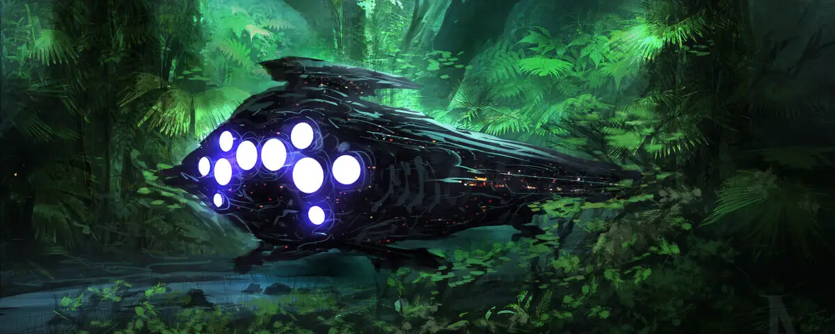 Sci-Fi futuristic jungle travel