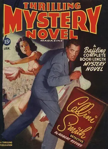 A photo of a vintage magazine celebrating the mystery genre.