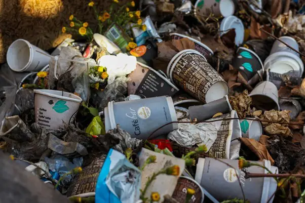 Photo of a pile of garbage paper cups included