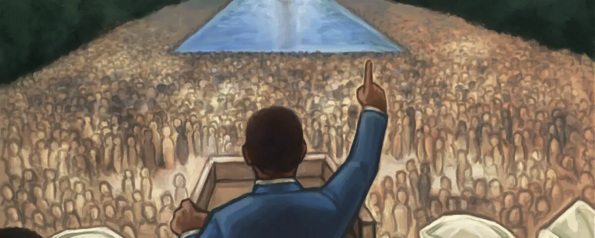 Sketch of Martin Luther King giving his famous -I have a dream speech.