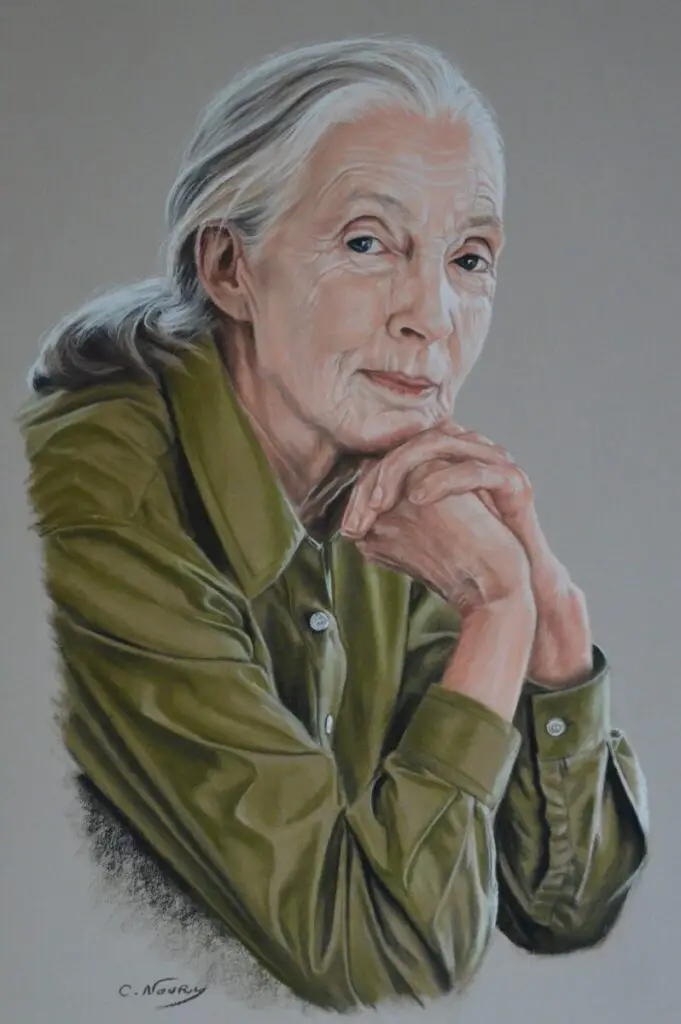 Portrait painting of Jane Goodall