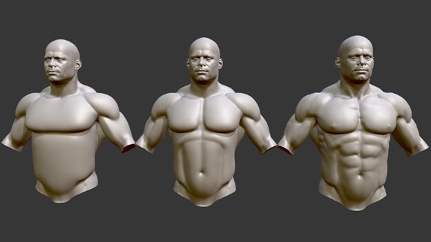 3 models showing male anatomy