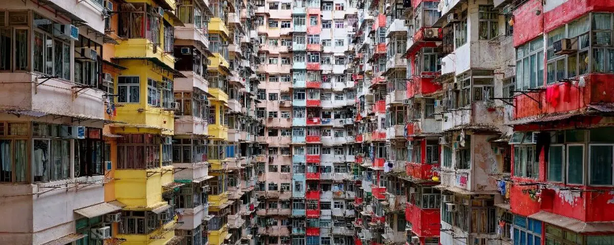 Photo: CHEN MIN CHUN/Shutterstock. Overcrowded residential towers in a housing estate in Quarry Bay, Hong Kong