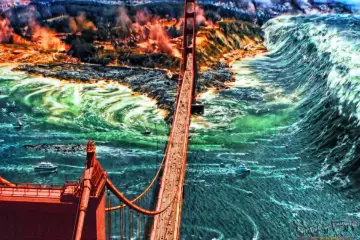 artistic depiction of San Andreas tsunami