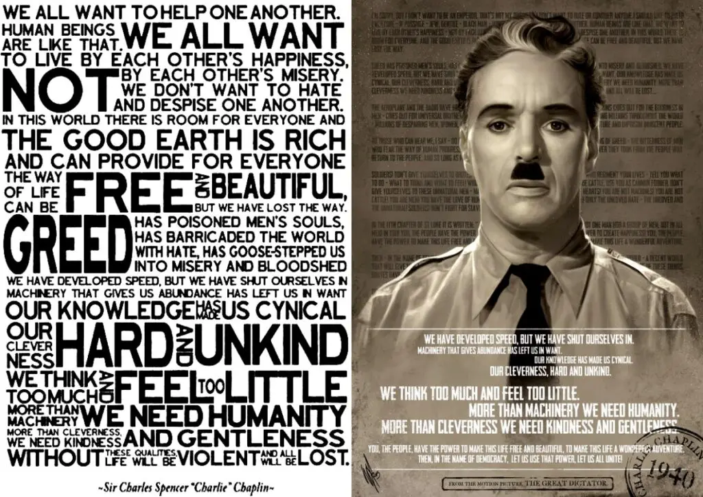 Charlie Chaplin impersonating Hitler