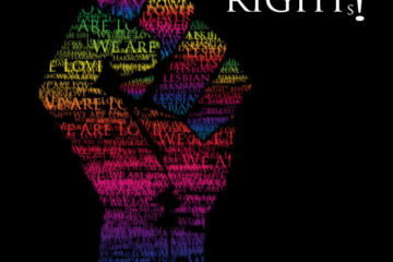 Image of a fist with colourful human rights logos