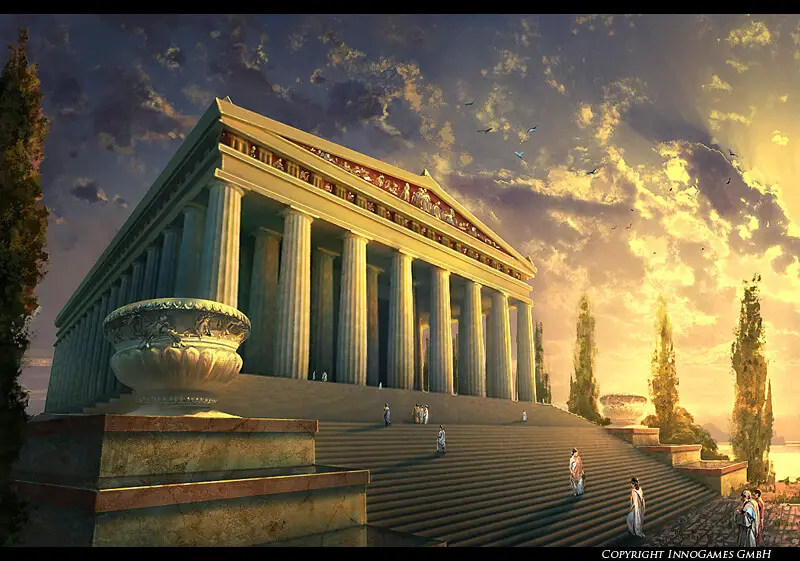 Beautiful artists impression of the Temple of Artemis in Greece