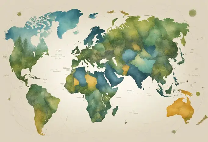 artistic coloured map of the world
