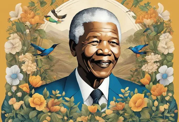 Beautiful artists impression portrait in colour of Nelson Mandela