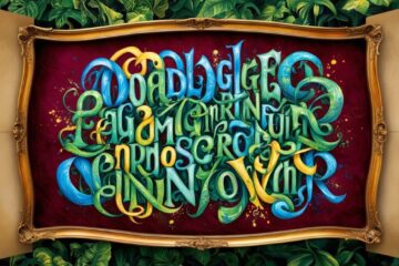 A mish-mash of words framed in picture style over a forest